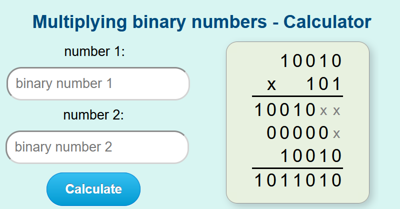 Multiplying binary numbers - Online-Calculator